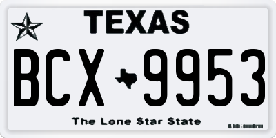 TX license plate BCX9953