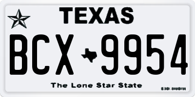 TX license plate BCX9954