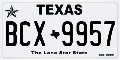 TX license plate BCX9957