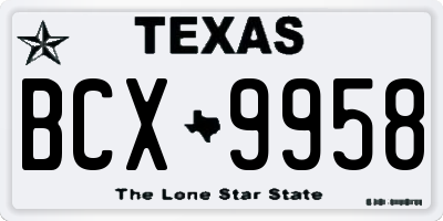 TX license plate BCX9958