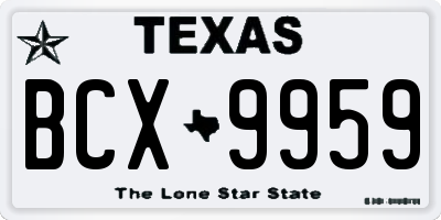 TX license plate BCX9959