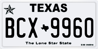 TX license plate BCX9960