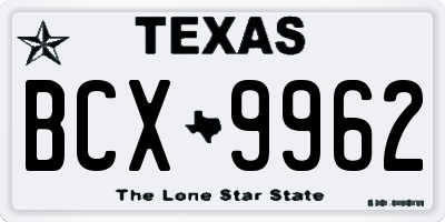 TX license plate BCX9962