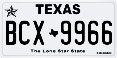 TX license plate BCX9966
