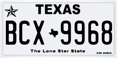 TX license plate BCX9968