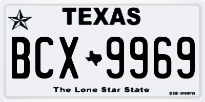 TX license plate BCX9969