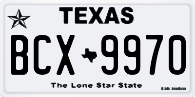 TX license plate BCX9970