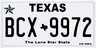 TX license plate BCX9972