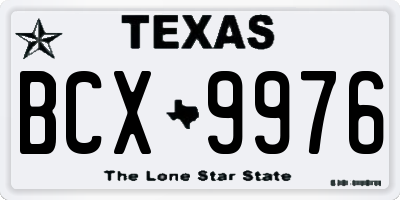 TX license plate BCX9976