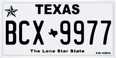 TX license plate BCX9977