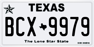 TX license plate BCX9979