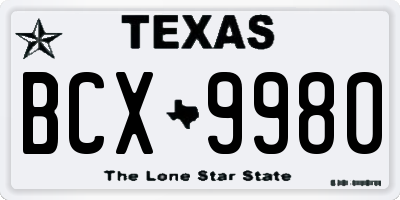TX license plate BCX9980