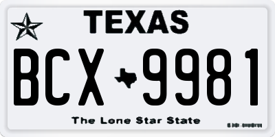 TX license plate BCX9981