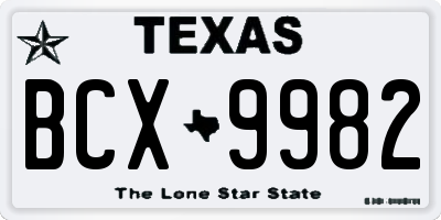 TX license plate BCX9982
