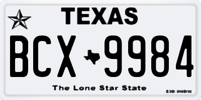 TX license plate BCX9984