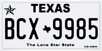TX license plate BCX9985