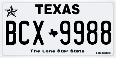 TX license plate BCX9988