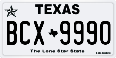 TX license plate BCX9990