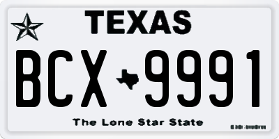 TX license plate BCX9991
