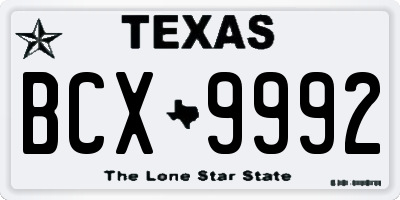 TX license plate BCX9992