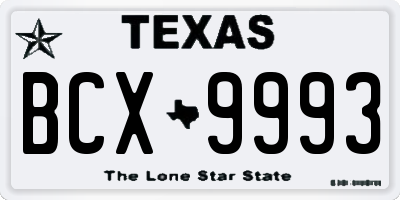 TX license plate BCX9993