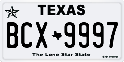 TX license plate BCX9997