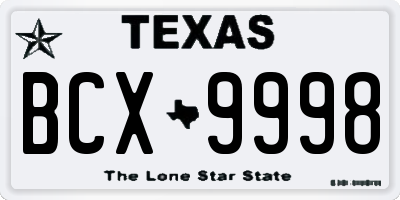 TX license plate BCX9998