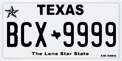 TX license plate BCX9999