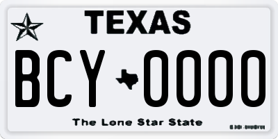 TX license plate BCY0000