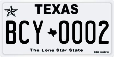 TX license plate BCY0002