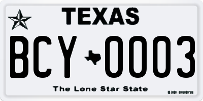 TX license plate BCY0003