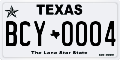 TX license plate BCY0004