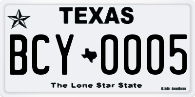 TX license plate BCY0005