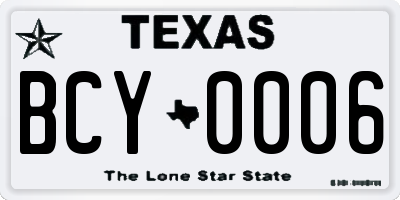 TX license plate BCY0006