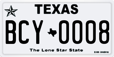 TX license plate BCY0008