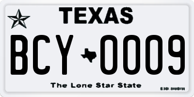 TX license plate BCY0009