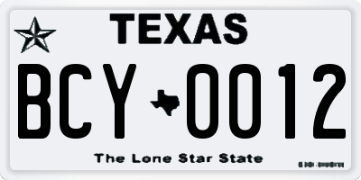 TX license plate BCY0012