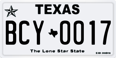 TX license plate BCY0017