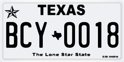 TX license plate BCY0018