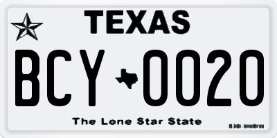 TX license plate BCY0020