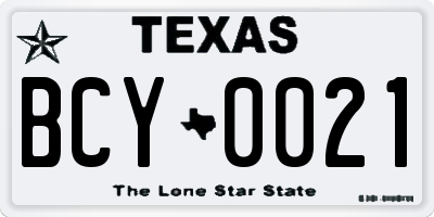 TX license plate BCY0021