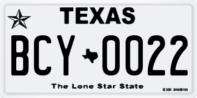 TX license plate BCY0022