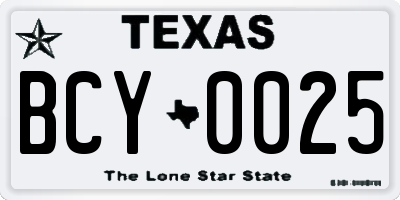 TX license plate BCY0025