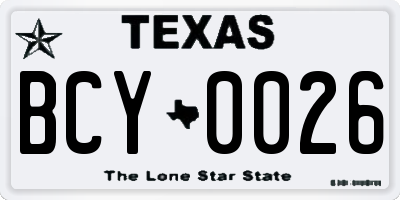 TX license plate BCY0026