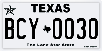 TX license plate BCY0030