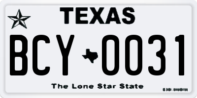 TX license plate BCY0031