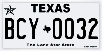 TX license plate BCY0032