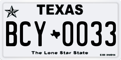 TX license plate BCY0033