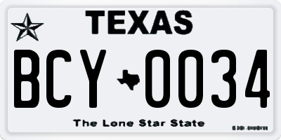 TX license plate BCY0034