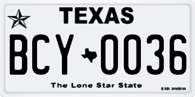TX license plate BCY0036